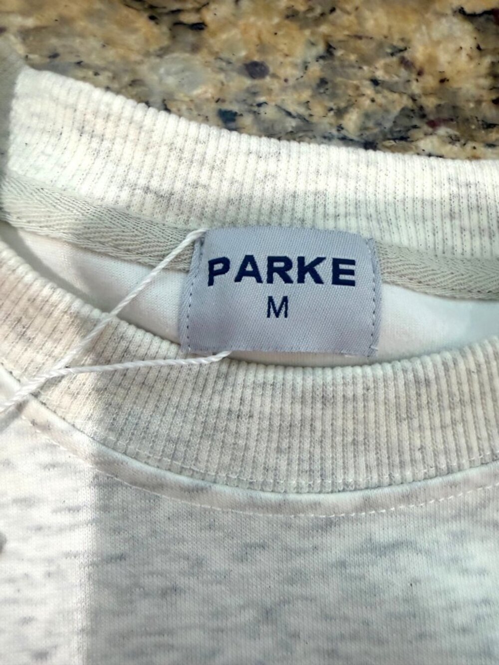 NWT Parke Heather Gray Crewneck Sweatshirt With Navy Lettering Women M School Gy - Picture 3 of 7